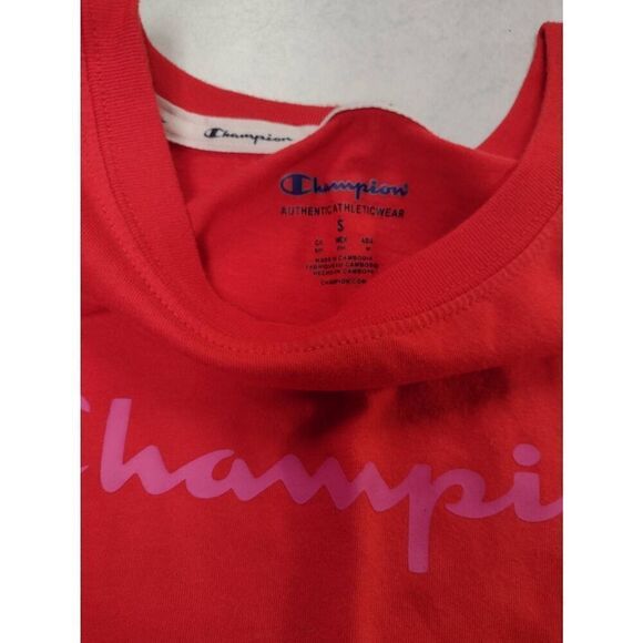 Champion size S Red Logo Crop Top T-shirt - Picture 3 of 3